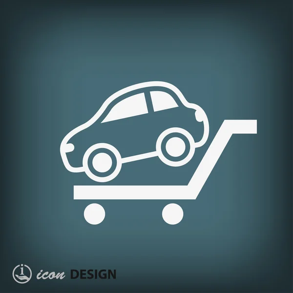 Car in shopping cart icon — Stock Vector