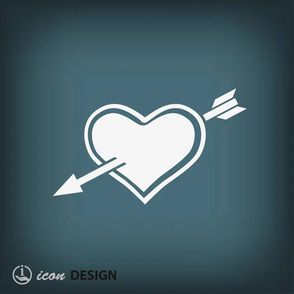 Hjerte med pil flad design ikon – Stock-vektor