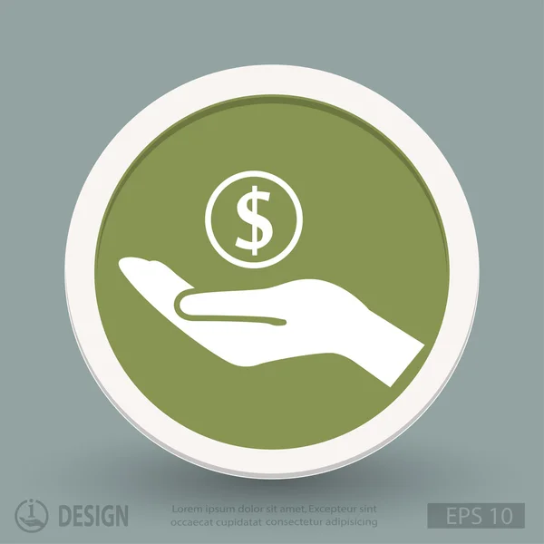 Geld in het handje platte ontwerp — Stockvector