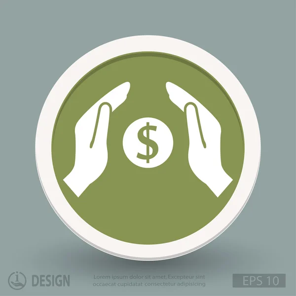 Geld in handen plat ontwerp pictogram — Stockvector