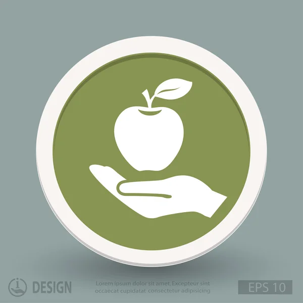 Main avec icône pomme — Image vectorielle