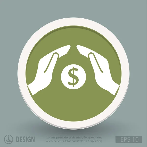 Geld in handen plat ontwerp pictogram — Stockvector