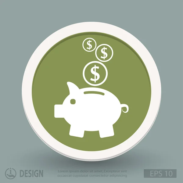 Pig moneybox flat design icon — Stock Vector