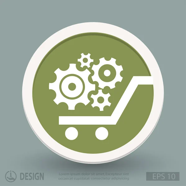 Engranaje en el icono del carrito de compras — Vector de stock