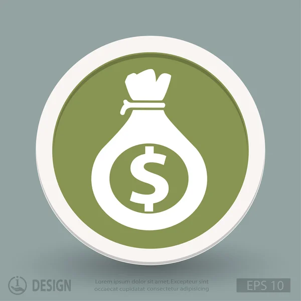 Bolsa de dinero icono de diseño plano — Vector de stock