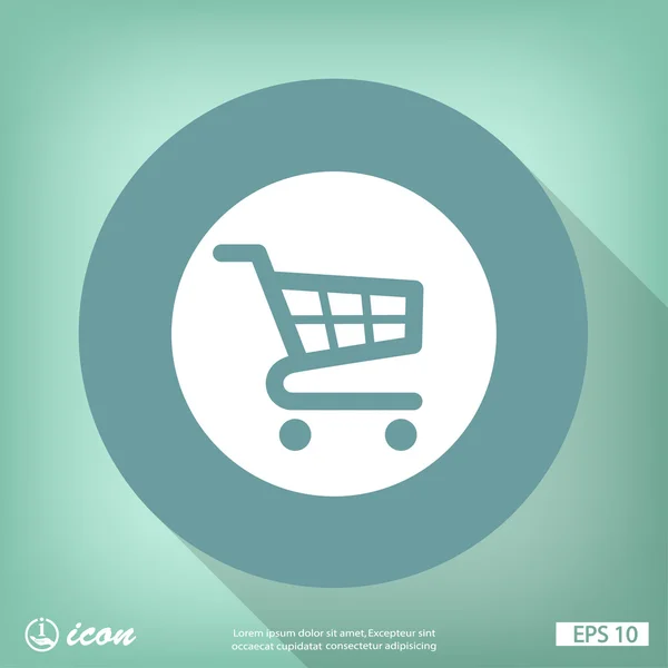 Carrito de compras diseño plano icono — Vector de stock