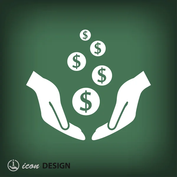 Dinero en las manos icono de diseño plano — Vector de stock