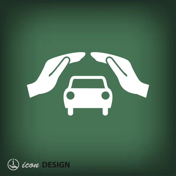 Manos con icono de coche — Vector de stock