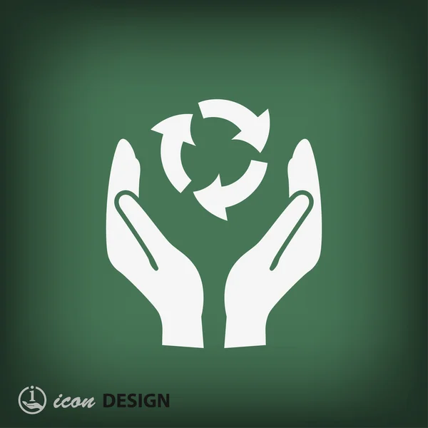 Handen met recycle teken pictogram — Stockvector