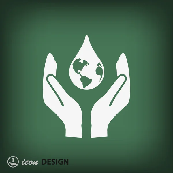 Hands with globe eco icon — Stock Vector
