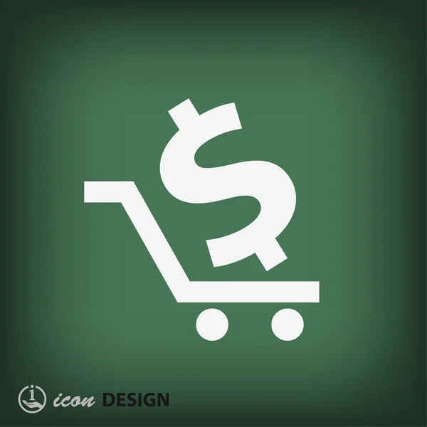 Money on shopping cart icon — Stock Vector