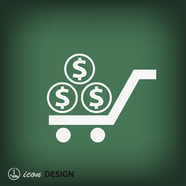 Money on shopping cart icon — Stock Vector