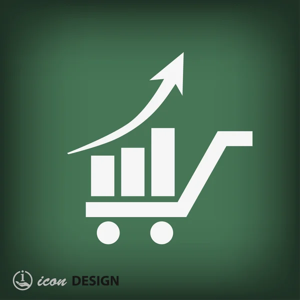 Graph in shopping cart icon — Stock Vector