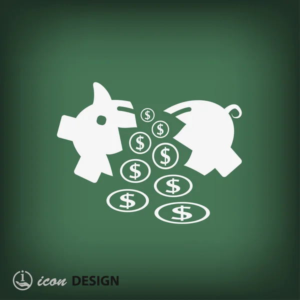 Caja de dinero de cerdo icono de diseño plano — Archivo Imágenes Vectoriales