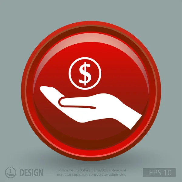 Geld in pictogram van een hand — Stockvector