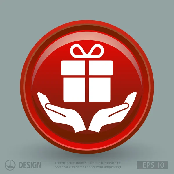 Hands with gift flat design icon — Stock Vector