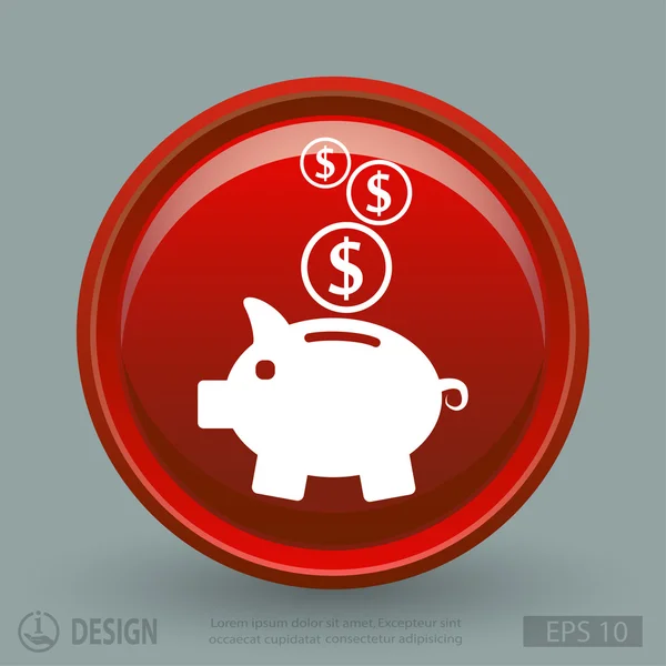 Pig moneybox icona di design piatto — Vettoriale Stock