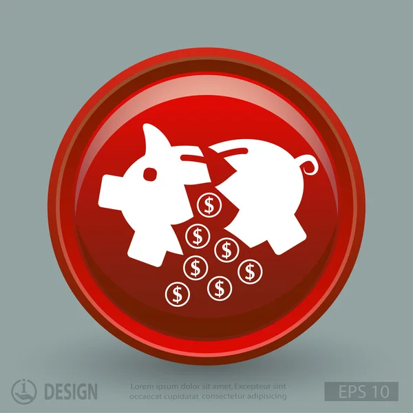 Pig moneybox flat design icon — Stock Vector