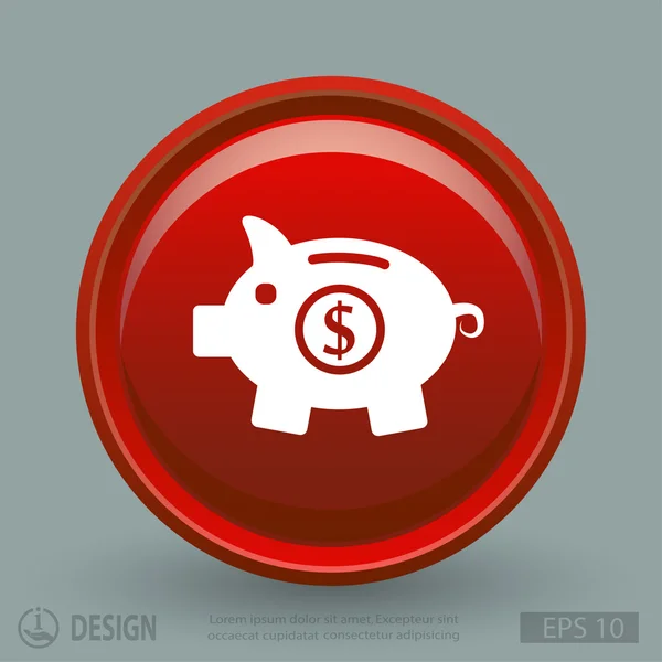 Pig moneybox flat design icon — Stock Vector