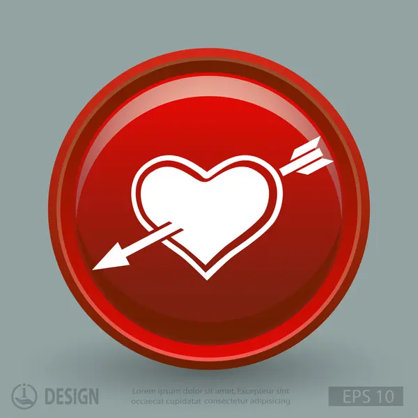 Heart with arrow flat design icon — Stock Vector