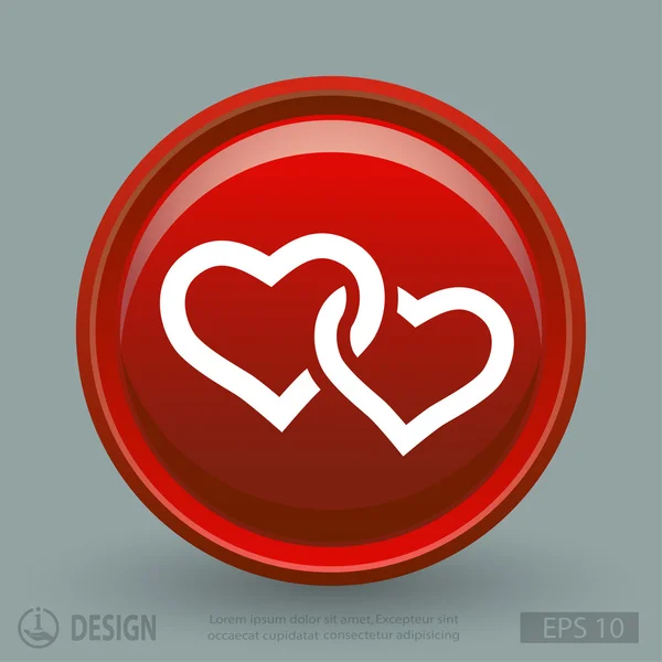 Two hearts flat design icon — Stock Vector