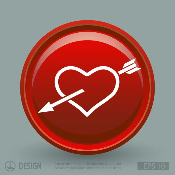 Heart with arrow flat design icon — Stock Vector