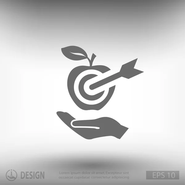 Main avec icône de design plat cible — Image vectorielle