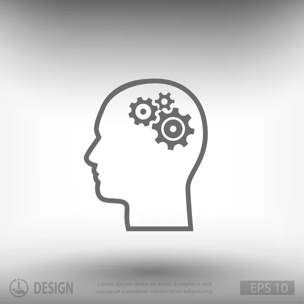 Gear in head flat design icon — Stock Vector