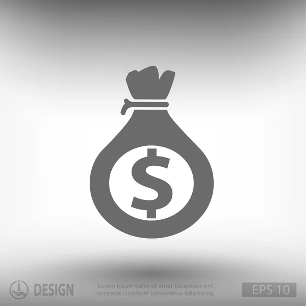 Geld tas platte ontwerp pictogram — Stockvector