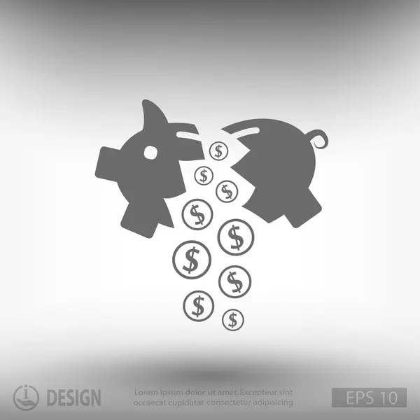 Pig moneybox flat design icon — Stock Vector
