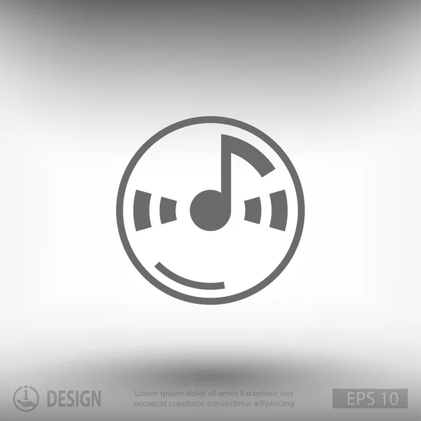 Nota musical icono de diseño plano — Vector de stock