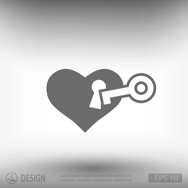 Heart with key icon — Stock Vector