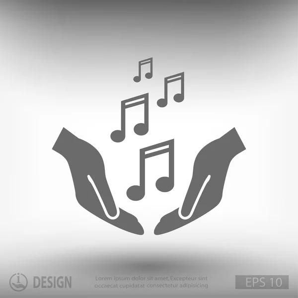 Hands with music notes icon — Stock Vector