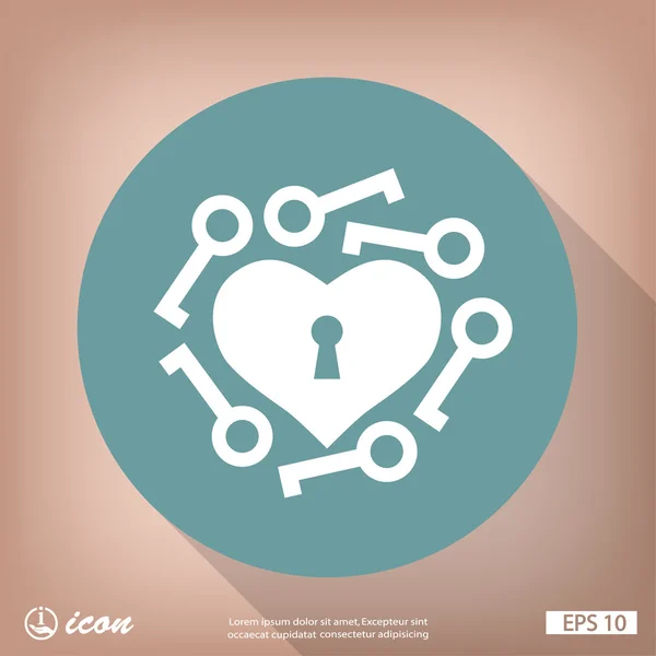 Heart with key icon — Stock Vector