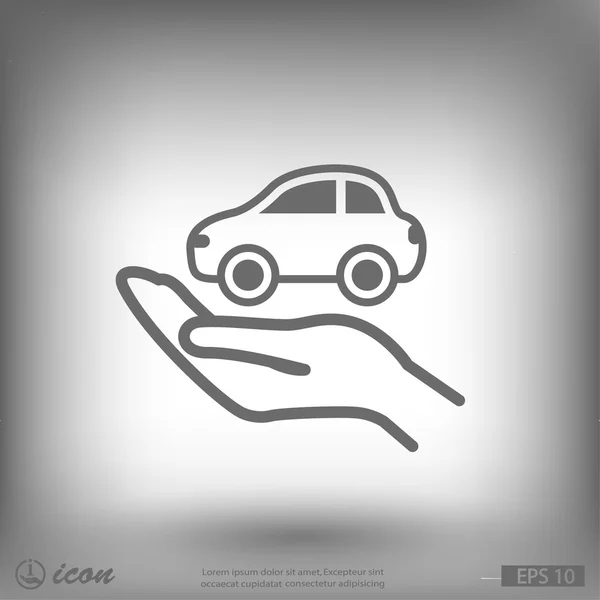 Hand met auto-pictogram — Stockvector