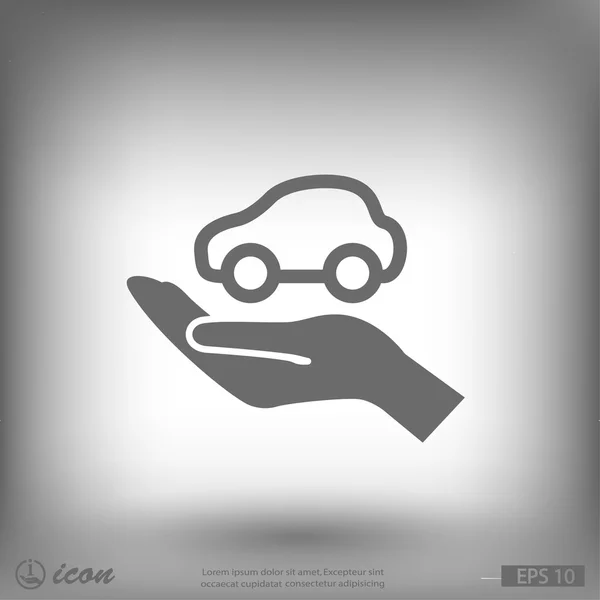 Hand met auto-pictogram — Stockvector