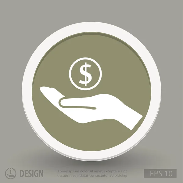 Geld in pictogram van een hand — Stockvector