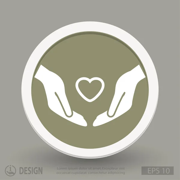 Srdce v ruce plochý design ikony — Stockový vektor