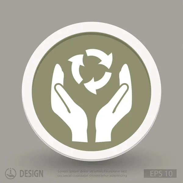 Hände mit Recycling-Zeichen-Symbol — Stockvektor