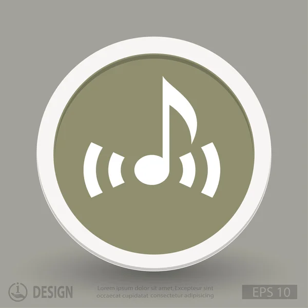 Nota musical icono de diseño plano — Vector de stock