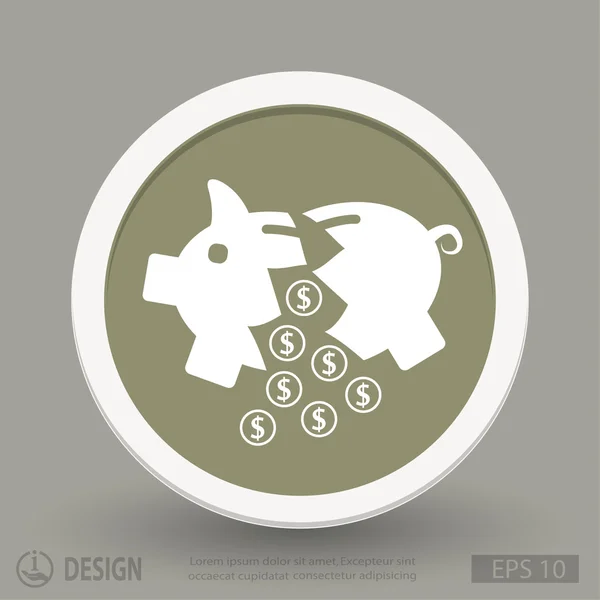 Pig moneybox flat design icon — Stock Vector