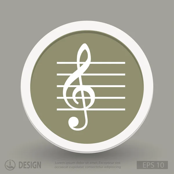 Значок плоского дизайна музыкального ключа — стоковый вектор