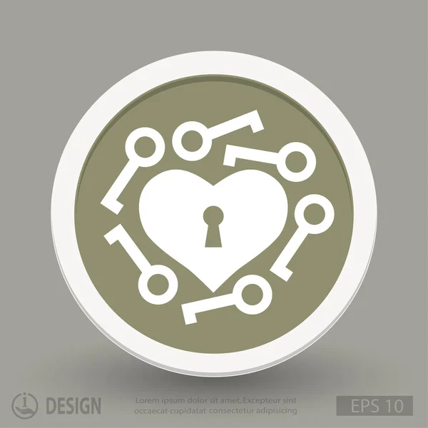 Heart with key icon — Stock Vector