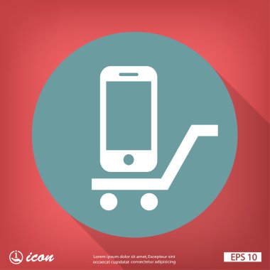 Alışveriş sepeti simgesini cep telefonu