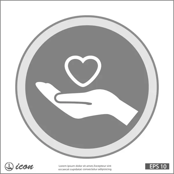 Corazón en la mano icono de diseño plano — Archivo Imágenes Vectoriales