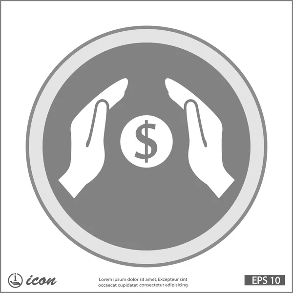 Χρήματα σε χέρια εικονίδιο — Διανυσματικό Αρχείο