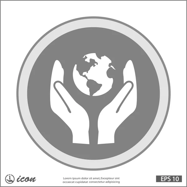 Hände mit Globus-Symbol — Stockvektor