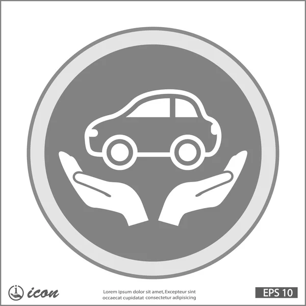 Hands with car icon — Stock Vector