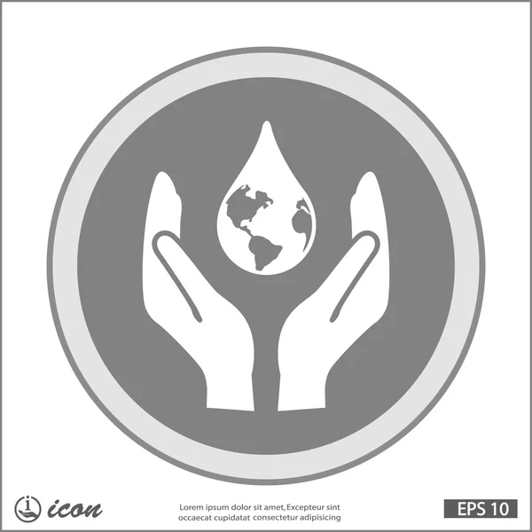 Hands with globe eco icon — Stock Vector