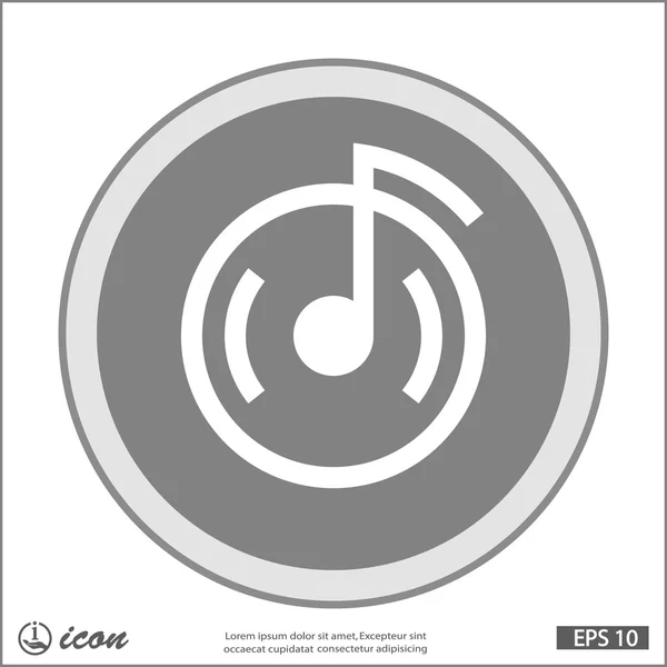 Notă de muzică pictogramă design plat — Vector de stoc